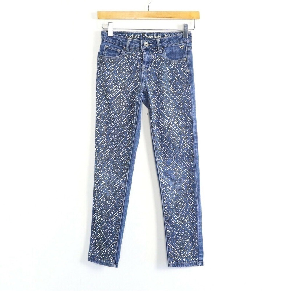 Justice skinny jeans crystal embellished low waist Y2K sparkly bright party